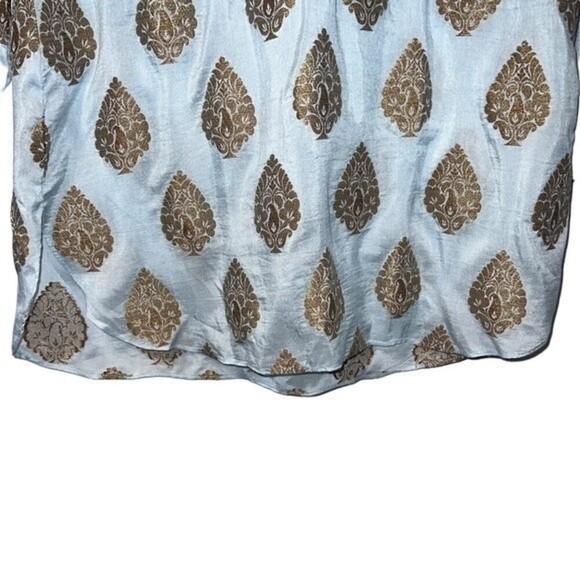 BELLA TU Bohemian Contemporary Coastal Embroidered Silk Blend Tunic Top Size S - Picture 5 of 13